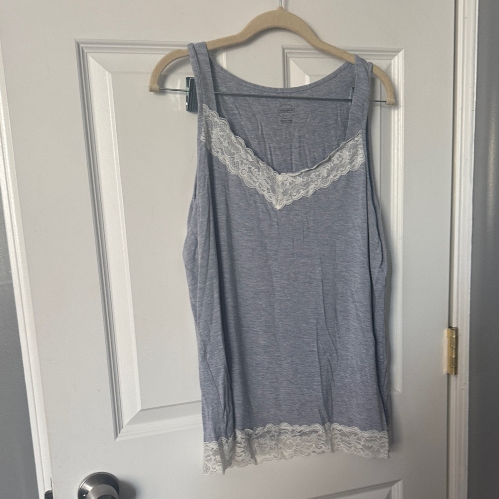 Intimissimi Heather Gray Chemise with White Lace Accents